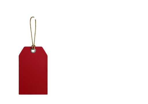 Isolated Blank Red Price Tag with String