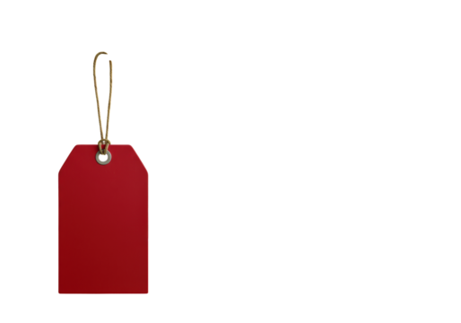 Isolated Blank Red Price Tag with String