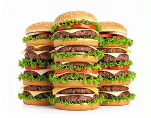 Hamburger stack isolated on white background 