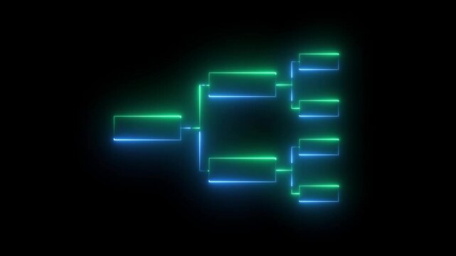 4 team tournament bracket championship template flat style design neon light isolated on black background. Championship bracket schedule for soccer, basketball, baseball or tennis. - Powered by Adobe