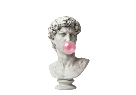 Isolated David Statue Bubble Gum Cheeky Art