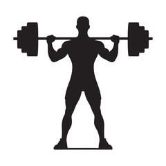 Weightlifter doing squat exercise vector silhouette fitness training illustration