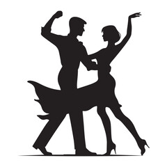 Dancing Couple Silhouette Illustration Passionate Ballroom Dance Design