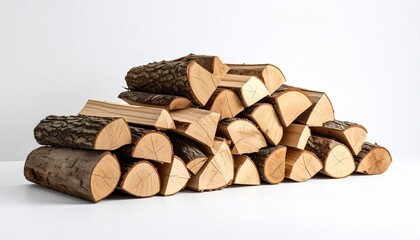 High quality firewood isolated on white background