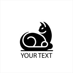 Minimalist Black Cat Logo Vector Isolated on White Background