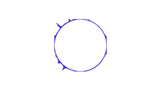 Circular music sound spectrum equalizer on background.Circular display soundwave music audio spectrum analyzer.Rotating sound interface audio pulse frequency equalizer.
