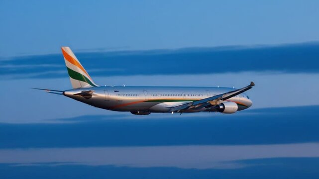Plane with the Indian flag.
