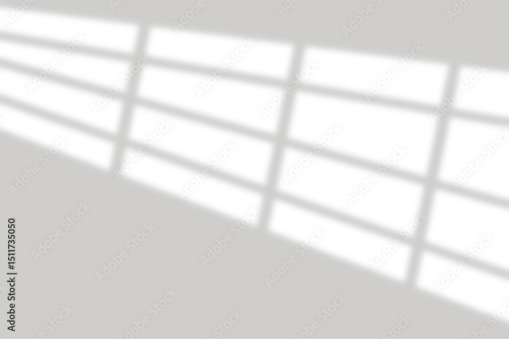 Sticker window shadow overlay effect. gray shadow and sunlight effect cast on wall. mockup template of trans