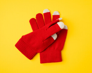 Winter Gloves, Touchscreen Wool Glove, Touch Screen Knitted Mittens, Warm Red Gloves