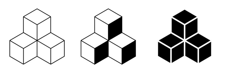 stacked congruent cubes,  vector illustration