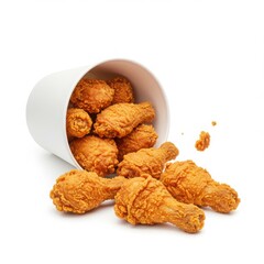 Fried chicken bucket isolated on transparent background for menu, advertising and promotional use.