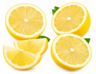 Fototapeta premium Lemon slices isolated on white background 