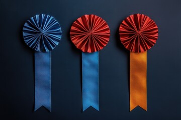 First Second Third. Pleated Ribbon Rosettes for Accolades and Achievements