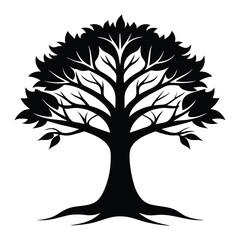 Obraz premium Black silhouette tree icon simple nature graphic design
