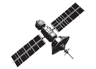 Detailed Satellite Illustration Vector Space Exploration Technology