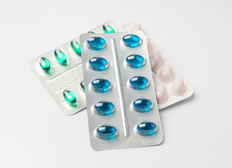 Color Pill Capsules Isolated, Analgesic Pile, Painkiller Drugs Mix, Sedative Pills Group, Medicine Gel Capsules