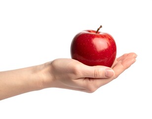 Red apple held in hand