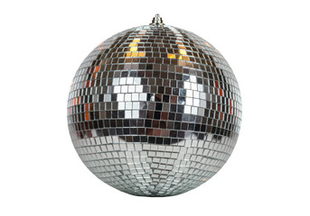Isolated Silver Mirrored Disco Ball for Party Decoration