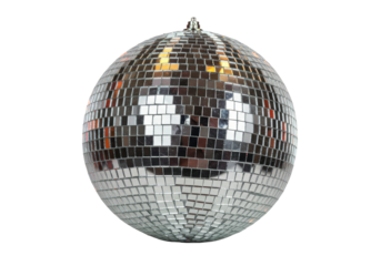 Isolated Silver Mirrored Disco Ball for Party Decoration