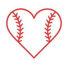 Minimalist red baseball seam heart design