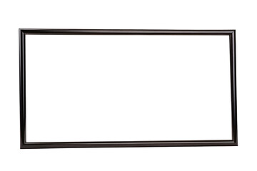 A rectangular metallic frame with a glossy finish isolated on a black background in a studio shot