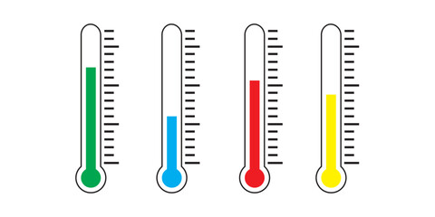 Temperature vectors icons set in filled and strokes on white background