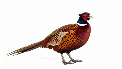 Male european common pheasant phasianus colchicus isolated on white background