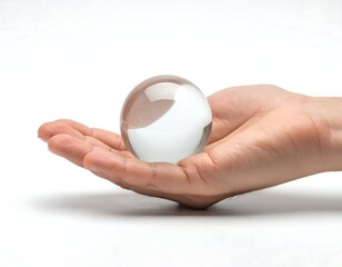 Light round object held in hand