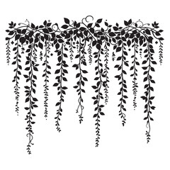 Wisteria vine silhouette illustration cascading foliage climbing plant art © Creative Image  