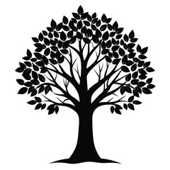 Obraz premium Black silhouette tree icon simple nature graphic