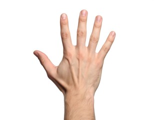 Raised light skinned hand