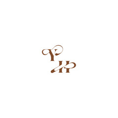 YH letter wedding logo concept elegant curve monogram bold and hairline initial