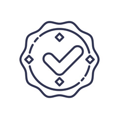 A checkmark badge symbolizing approval and quality assurance.