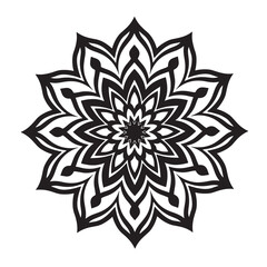 Elegant and intricate black and white mandala silhouette design on white background
