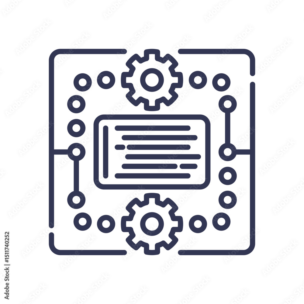 Aufkleber circuit board with gears symbolizes interconnected tools and technology.