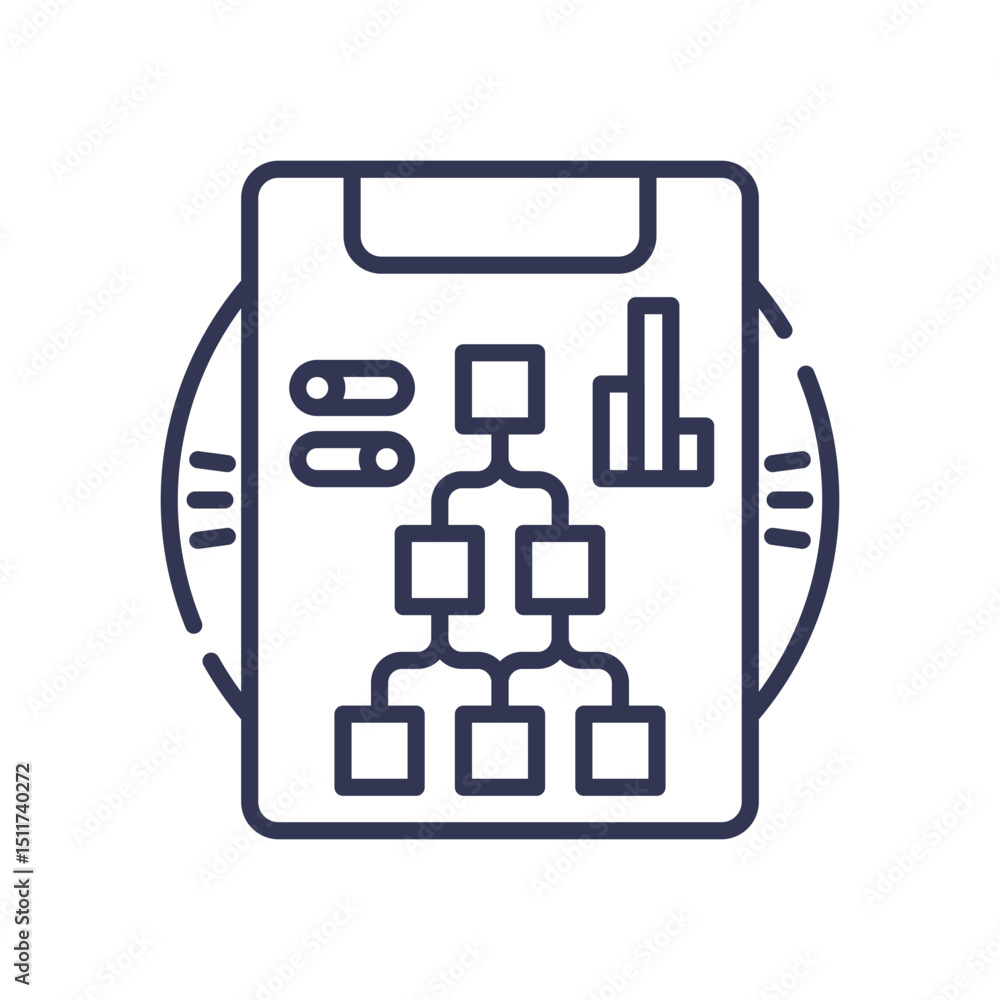 Poster flowchart on clipboard symbolizes lead routing process.