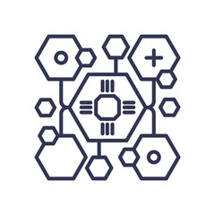 Hexagonal network symbolizing interconnected agents in collaboration.