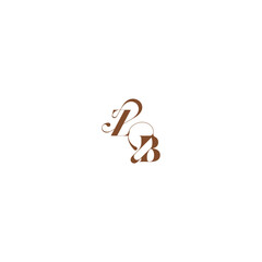 ZB letter wedding logo concept elegant curve monogram bold and hairline initial