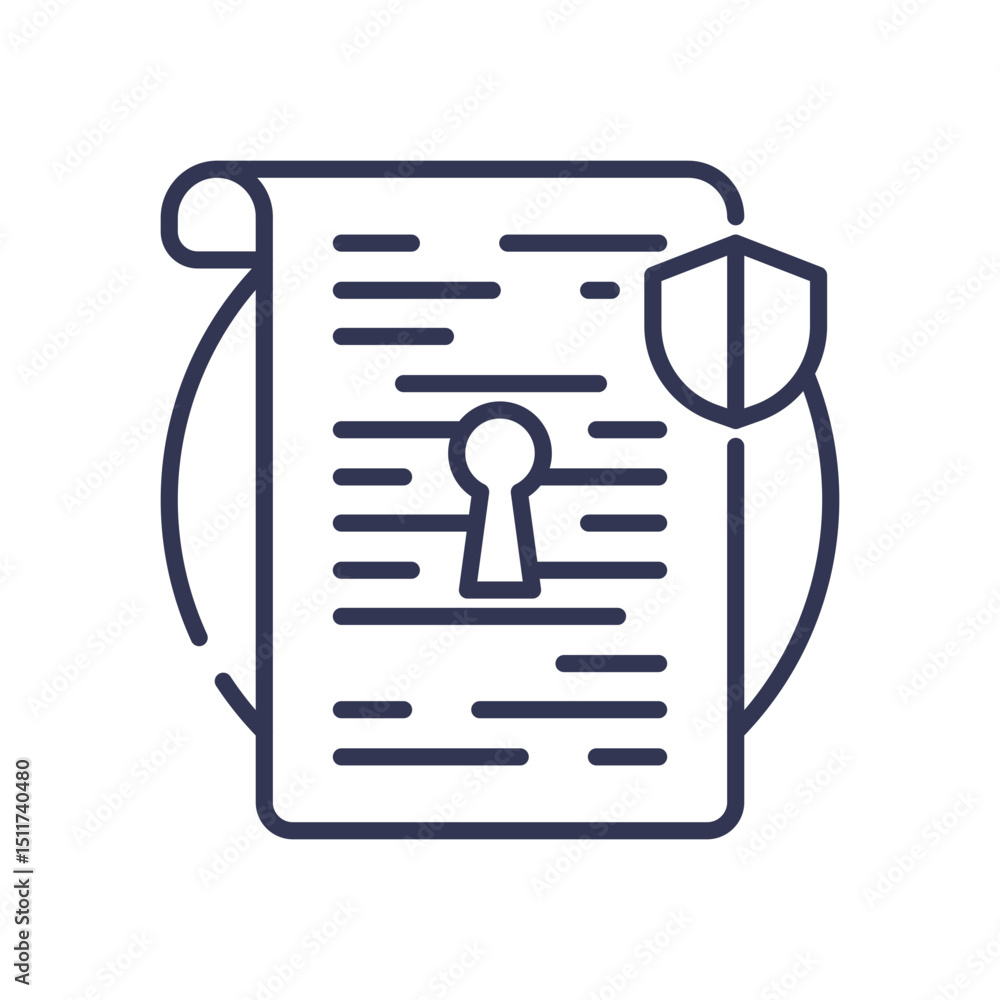 Poster document with keyhole and shield symbolizes secured access.