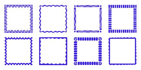 Vector set of hand drawn cut out style  frames and borders - abstract design elements for decoration or logo design templates, prints, placards, posts in modern minimalist style with copy space for te