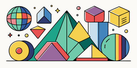 Organic Crayon Geometric Elements – Colorful Hand Sketched Set