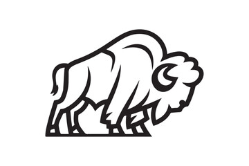 Fototapeta premium Bold American Bison Buffalo Outline Vector Clipart - Majestic Wildlife Line Art Design