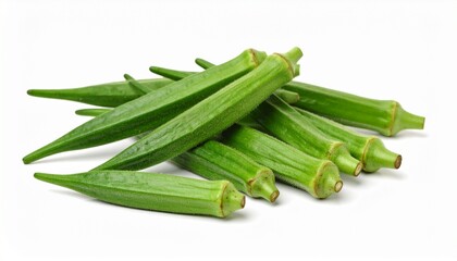 Okra abelmoschus esculentus isolated on white background