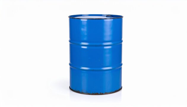 Old rusty blue steel oil barrel isolated white background - Powered by Adobe