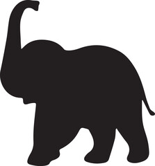 Adorable Baby Elephant Silhouette: Black and White Illustration for Wildlife, Conservation, and Nature Design