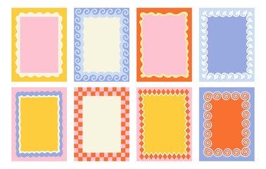 Vector set of hand drawn cut out style  frames and borders - abstract design elements for decoration or logo design templates, prints, placards, posts in modern minimalist style with copy space for te