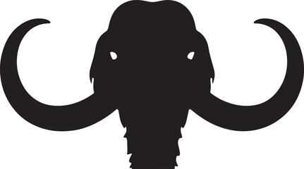 Mammoth Head Silhouette: Black and White Illustration for Prehistoric, Fossil, and Ancient Animal Design