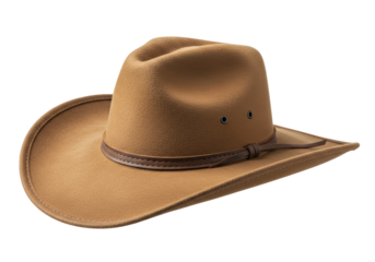 Isolated Classic Tan Cowboy Hat with Leather Band