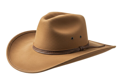 Isolated Classic Tan Cowboy Hat with Leather Band