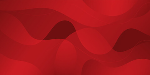 Modern red abstract vector long banner. Minimal background with waves arrows geometric shapes and copy space for text. Social media cover and web wide banner template